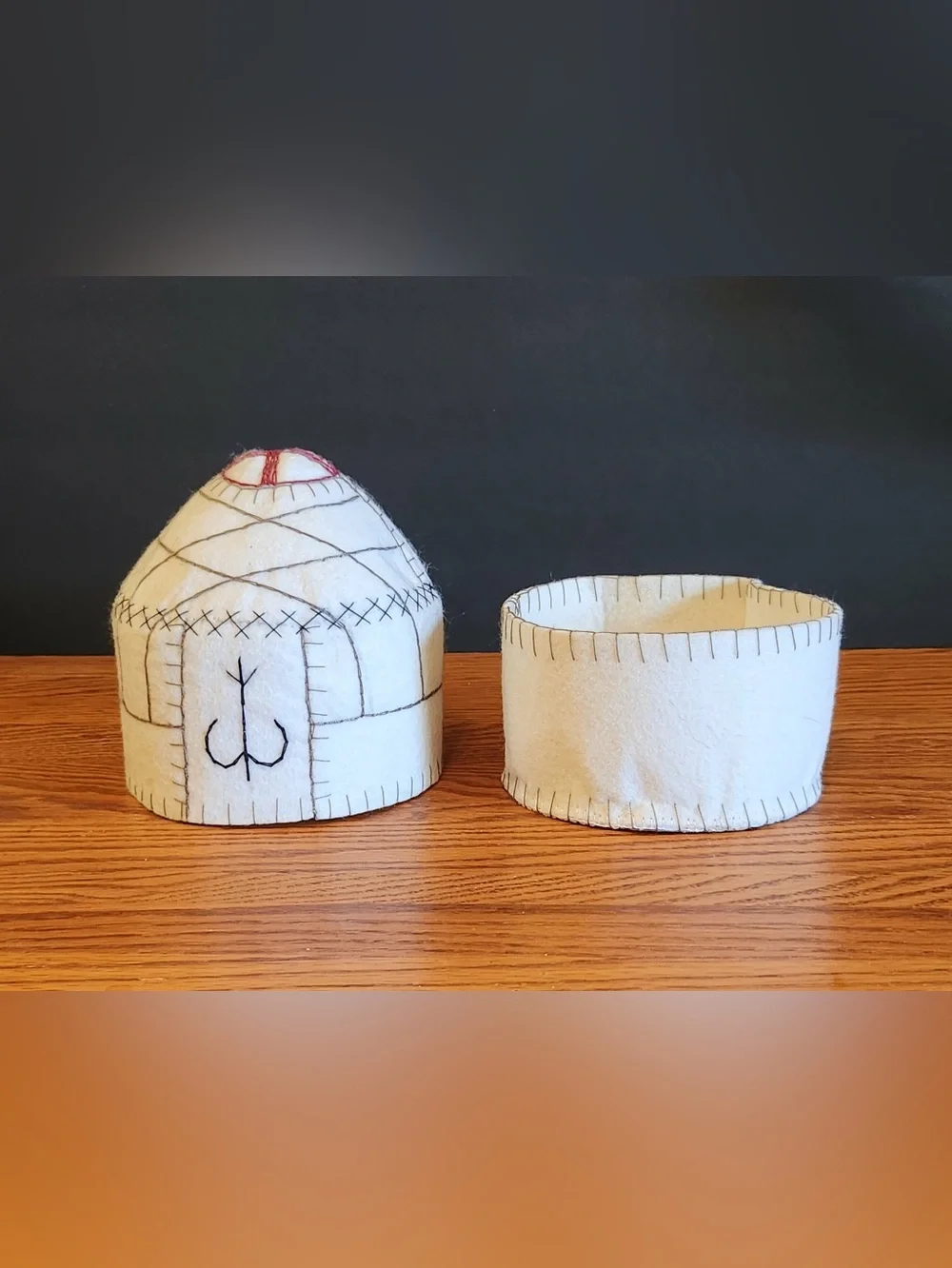 Handmade World Nativity White Felt Yurt Kyrgyzstan Fair Trade Sedona Spirit 5”
